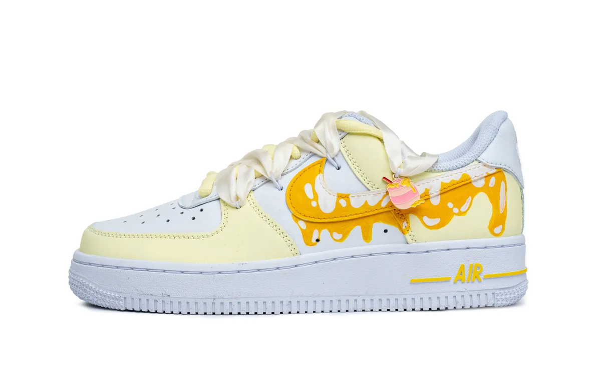 Nike Air Force 1 Skateboard Shoes Women's Low Top White, Yellow