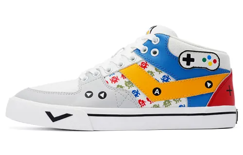 PONY Atop Slip Resistant Abrasion Resistant Low top Skateboard Shoes Unisex White Blue