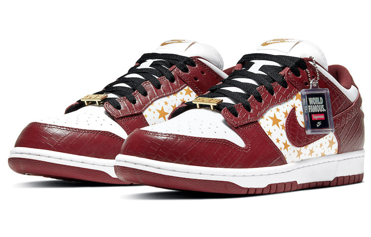 Кеды Nike x Supreme Dunk SB Barkroot Brown (бело-красно-золотые) — Белый / золотой / красный — фото 3