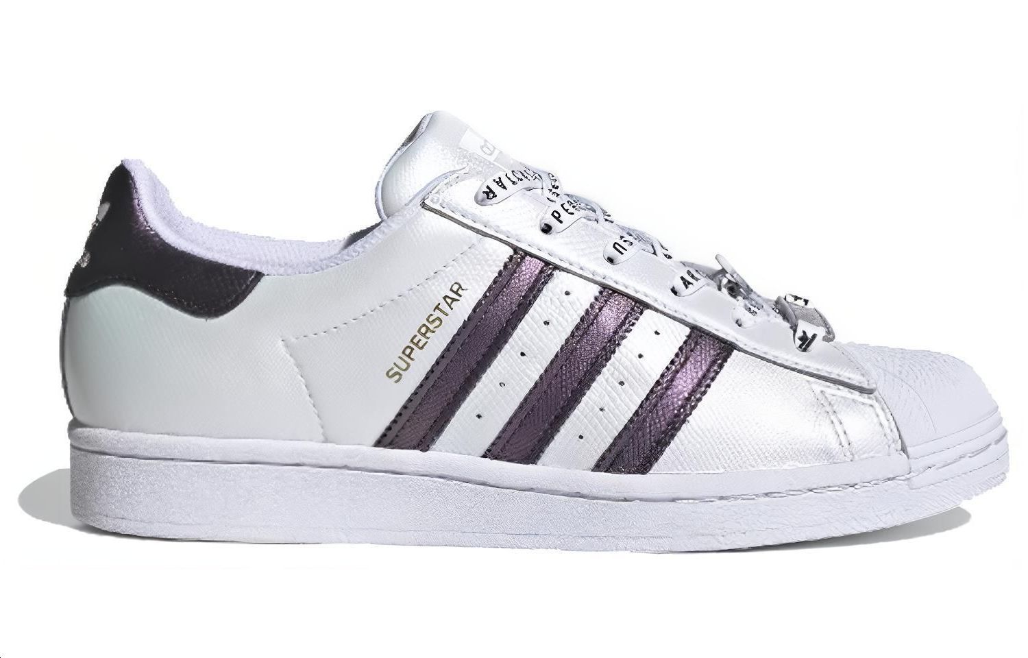 Женские кроссовки adidas originals SUPERSTAR (бело-фиолетовые) — Белый / фиолетовый — фото 2