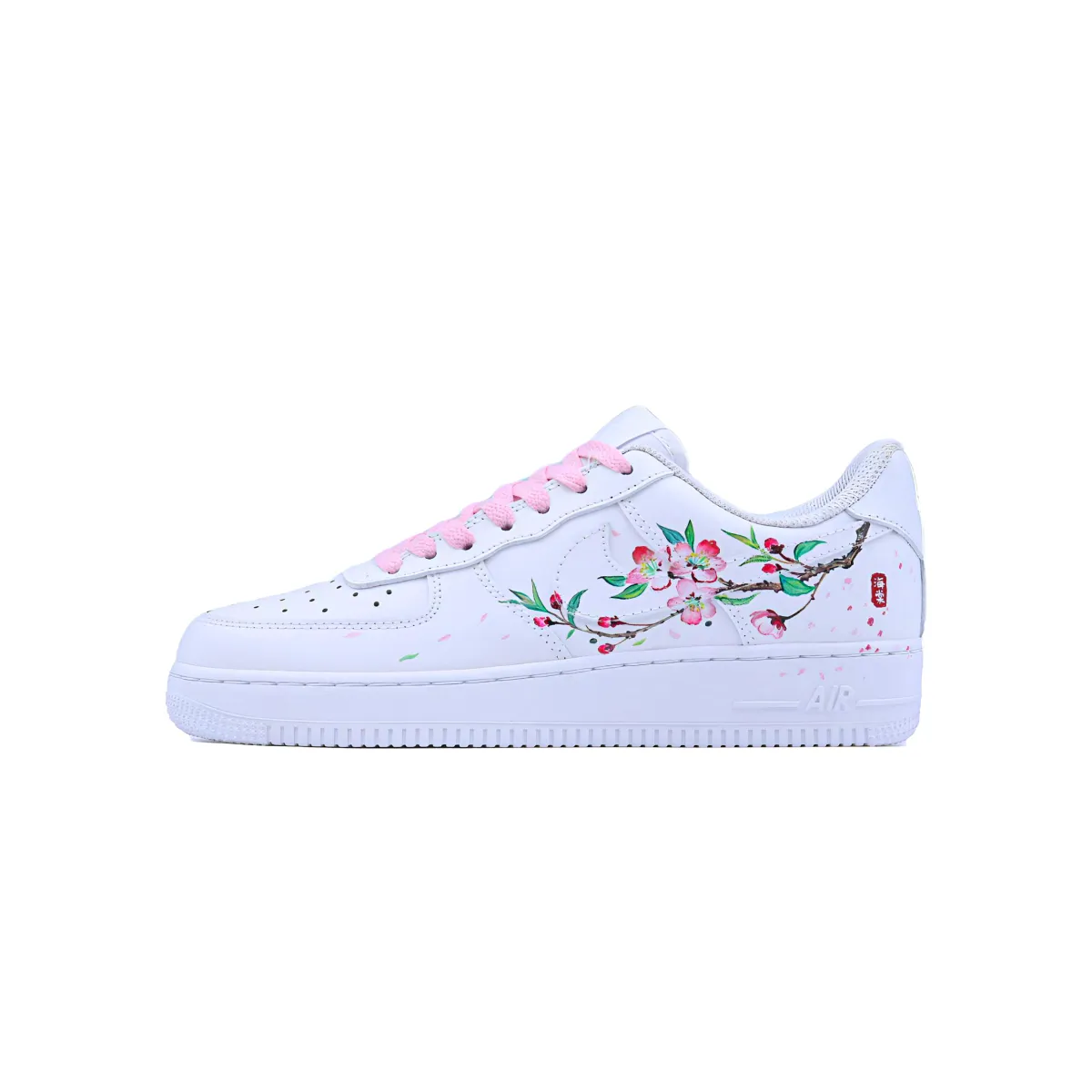 Nike Air Force 1 Begonia Abrasion Resistant Low top Skateboard Shoes Unisex White Pink