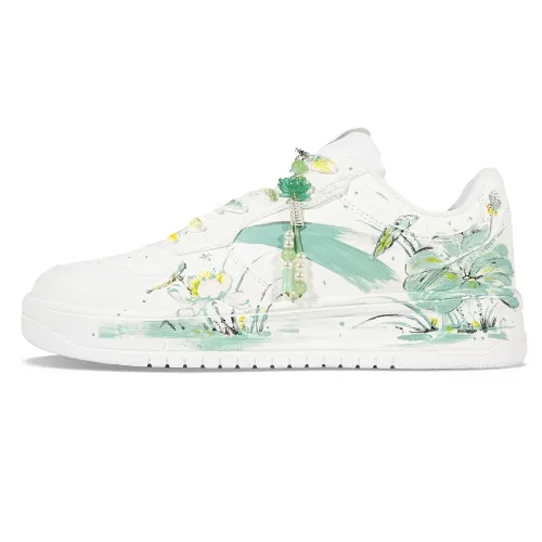 Anta Slip Resistant, Abrasion Resistant, Breathable Low top Skateboard Shoes Unisex Cyan White