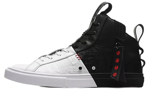 Li Ning Chinese Style Retrospective Series Non slip Lightweight High top Skateboard Shoes Men's Smoke Ink
