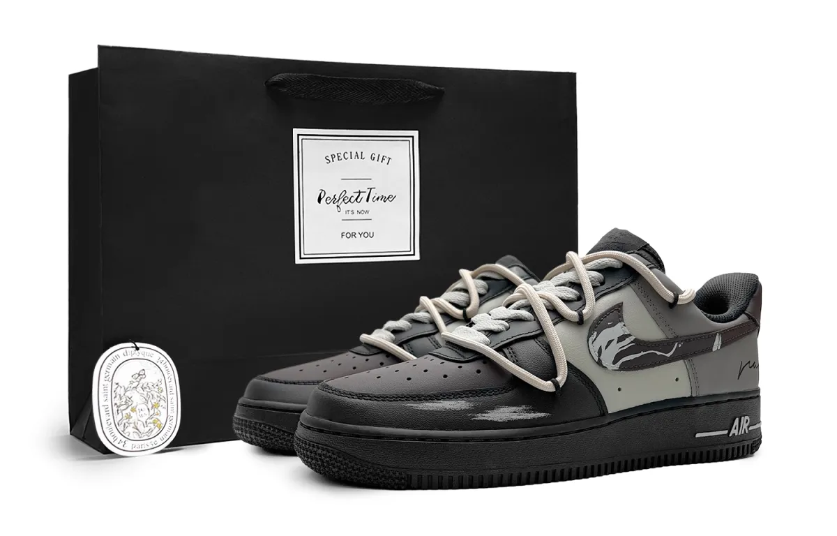 Nike Air Force 1 Slip Resistant Abrasion Resistant Low top Skateboard Shoes Unisex Brown Black