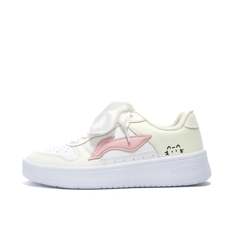 Li Ning Floating Boat Slip Resistant, Lightweight, And Breathable Low top Skateboard Shoes Women's White Yellow