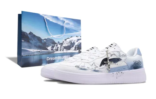 Li Ning Floating Boat Cushioning Balance Lightweight Low top Skateboard Shoes Unisex White Blue