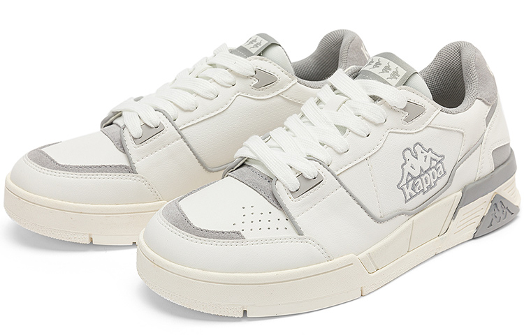 Kappa Textile, Synthetic Leather Lightweight, Wear resistant, And Non slip Low top Skateboard Shoes Unisex White Gray