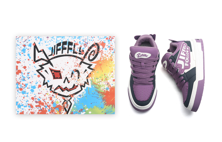 Jifffly Slip Resistant, Abrasion Resistant, Height Increasing Low top Skateboard Shoes Unisex Purple Gray