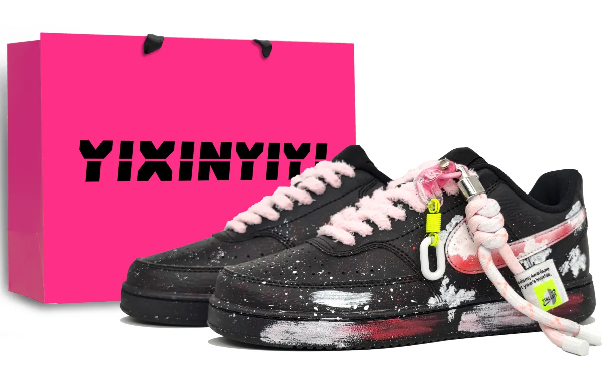 Nike Court Vision Low Abrasion Resistant Abrasion Resistant Low top Skateboard Shoes Unisex Black Pink