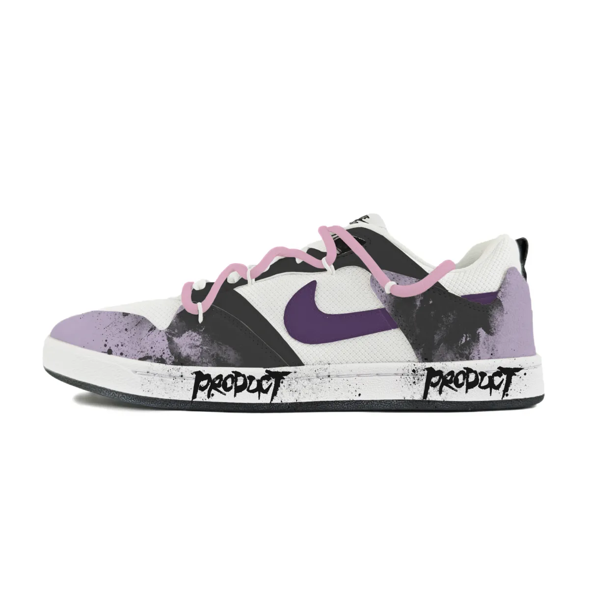 Nike SB Alleyoop Abrasion Resistant Low top Skateboard Shoes Men's White Black Purple