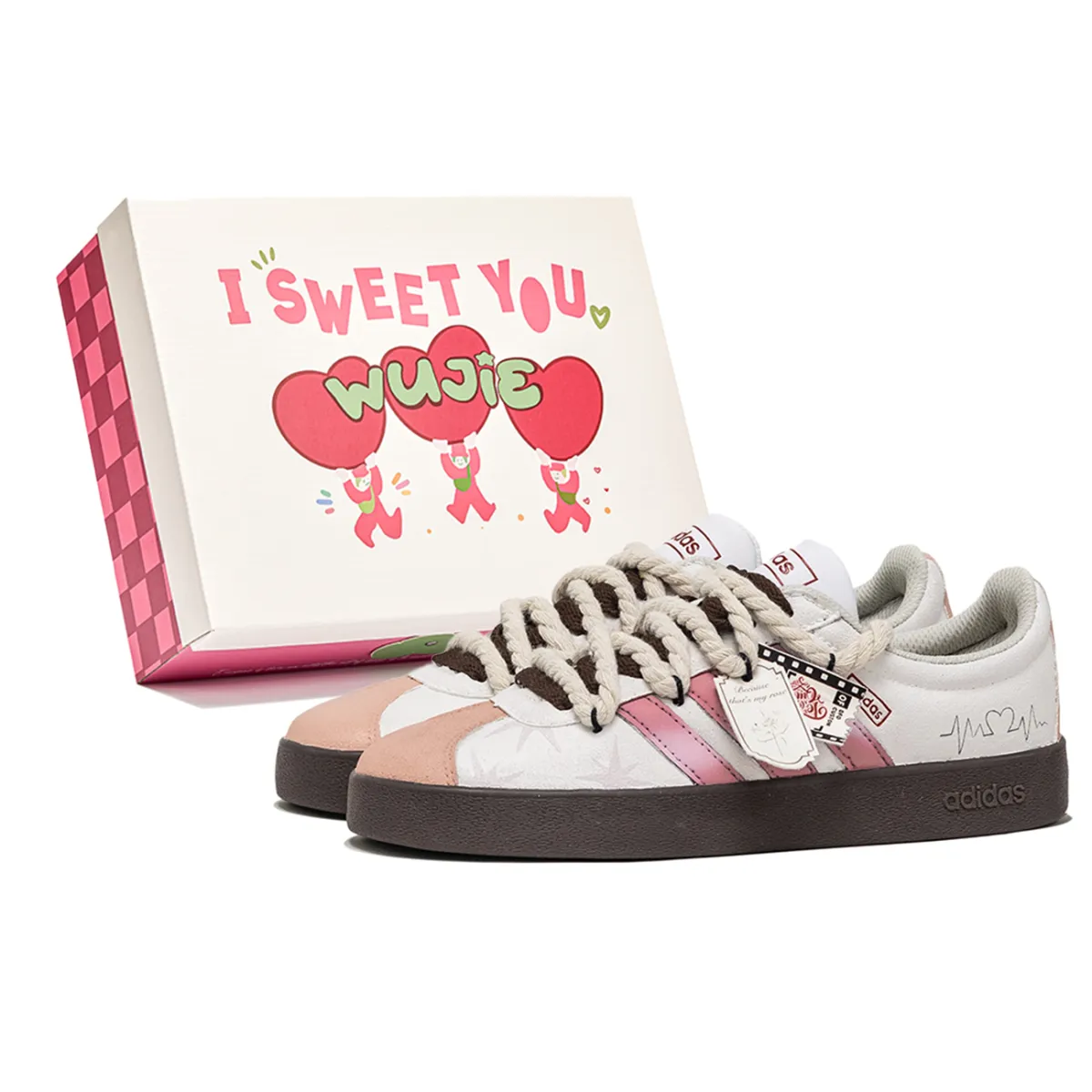 Adidas VL COURT 2.0 Low top Skateboard Shoes Unisex Pink White