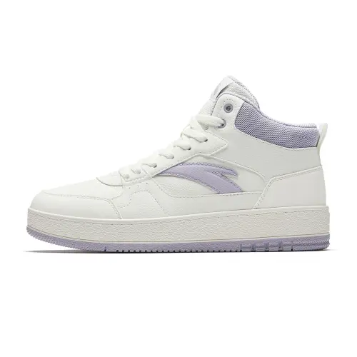Anta First Year Textile, Synthetic Leather High top Women's Shoes Women's Ivory White/Light Purple Gray