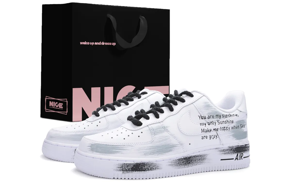 Nike Air Force 1 Cushioning Abrasion Resistant Low top Skateboard Shoes Unisex White Black