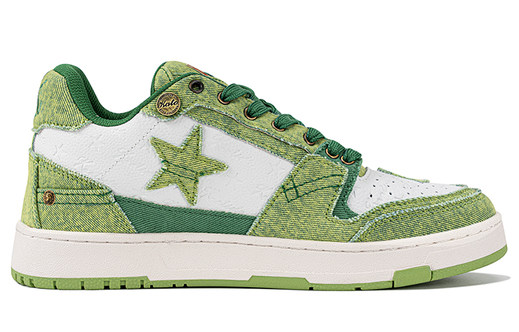 KAALIXTO Green Jeans 'Avocado' Stars Shoes Abrasion Resistant Mid top Skateboard Shoes Unisex Avocado Green