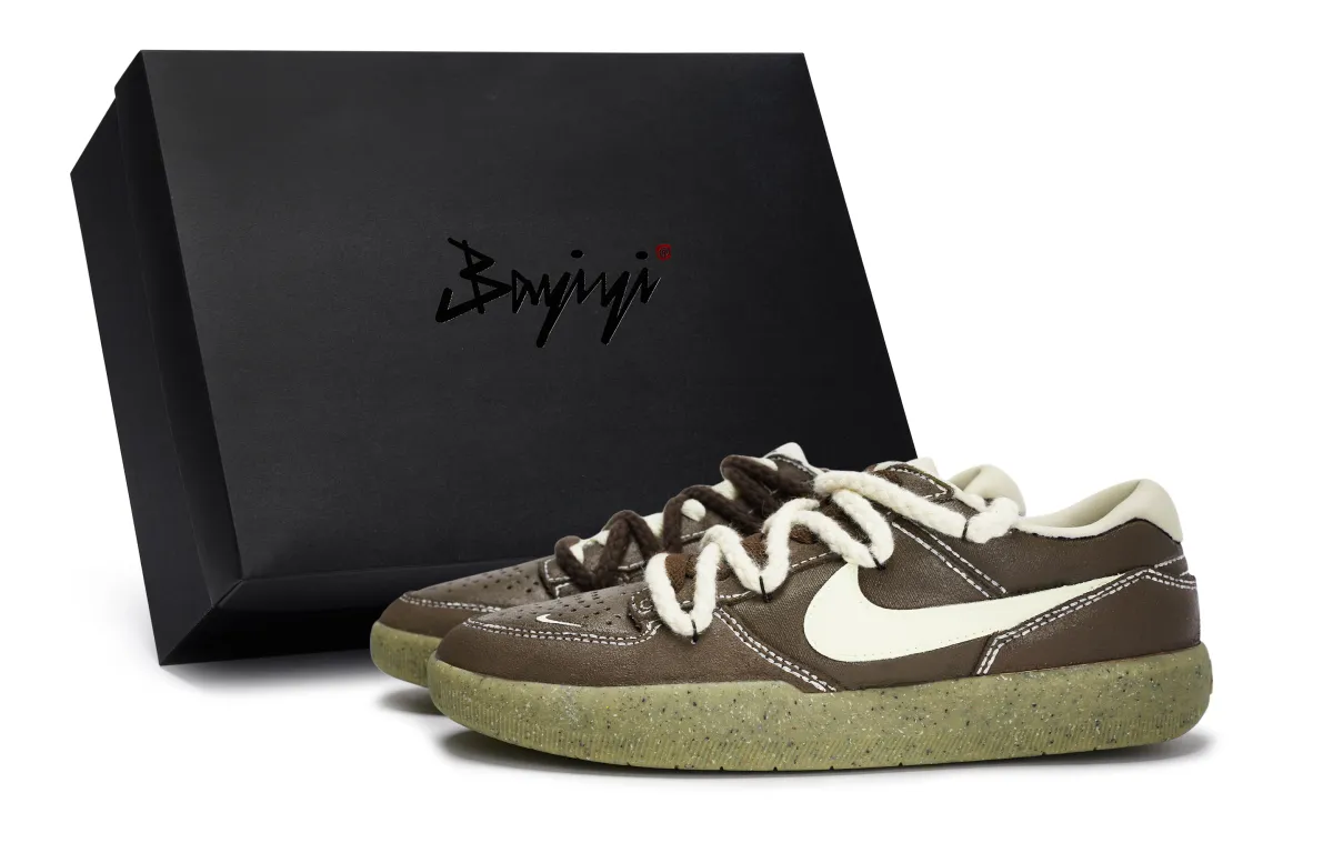 Nike SB Force 58 Slip Resistant Low top Skateboard Shoes Unisex Beige Brown