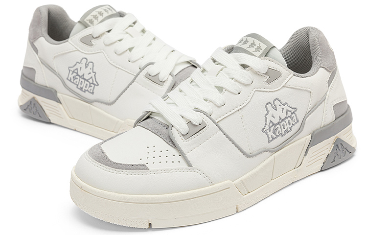 Kappa Textile, Synthetic Leather Lightweight, Wear resistant, And Non slip Low top Skateboard Shoes Unisex White Gray