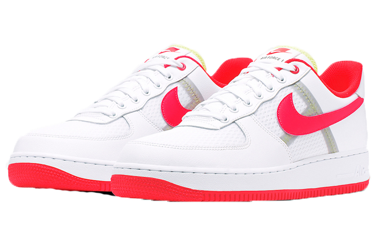 Мужские кроссовки Nike Air Force 1 (бело-красные) — Тёмно-красный / белый — фото 3