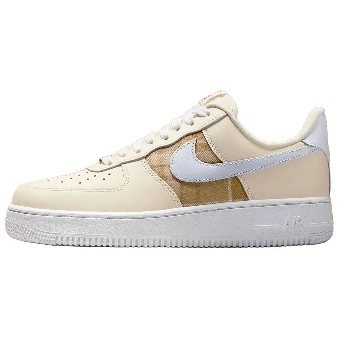 Nike Air Force 1 Leather Abrasion Resistant Abrasion Resistant Low top Skateboard Shoes Women's Beige Brown