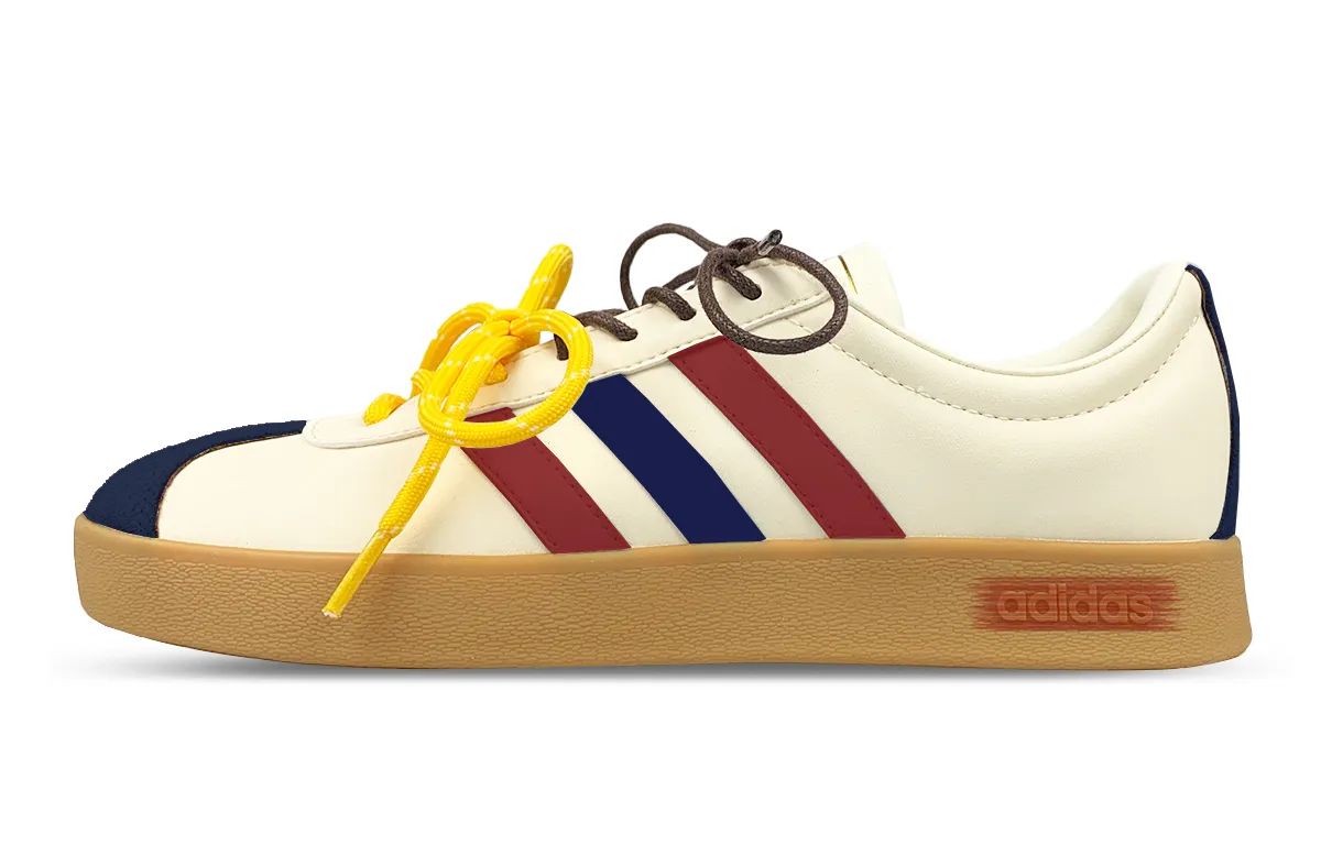 Adidas VL COURT 2.0 Abrasion Resistant Low top Skateboard Shoes Unisex Beige Red Blue