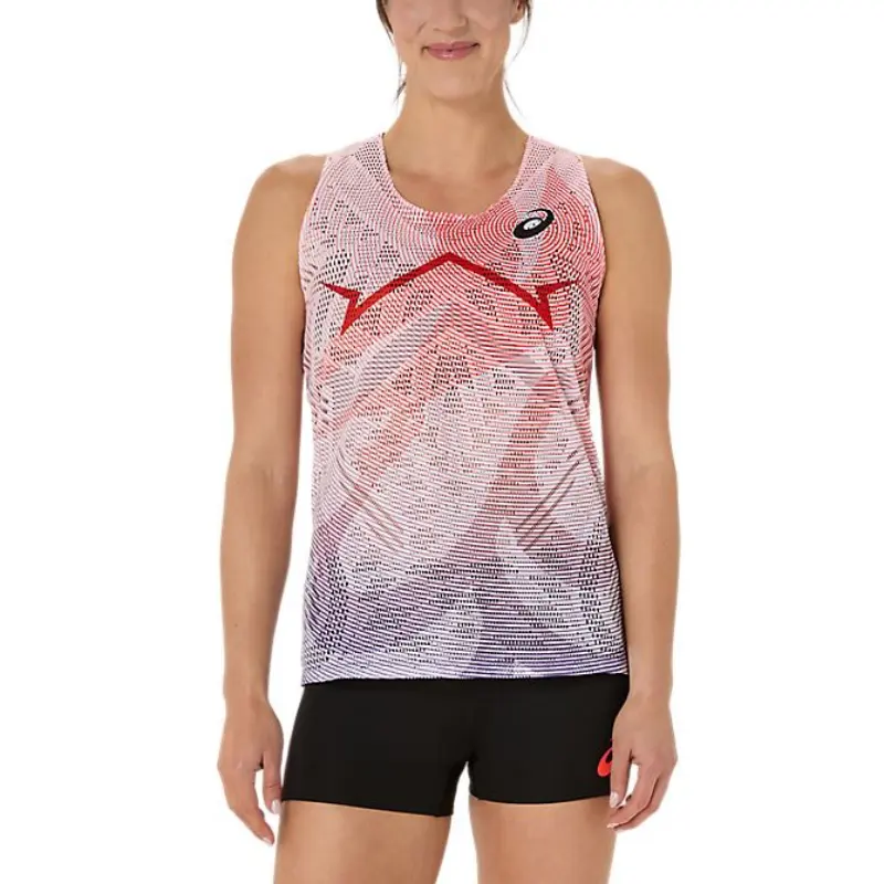 ASICS Tank Tops Women's Shimmery Red Racerback