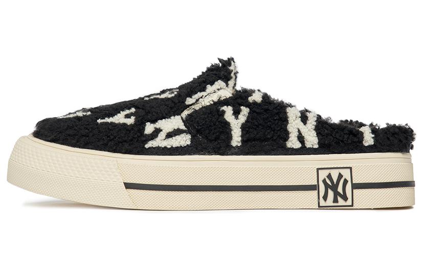 MLB Playball Mule Fleece Monogram Slip Resistant Abrasion Resistant Low top Skateboard Shoes Unisex Black