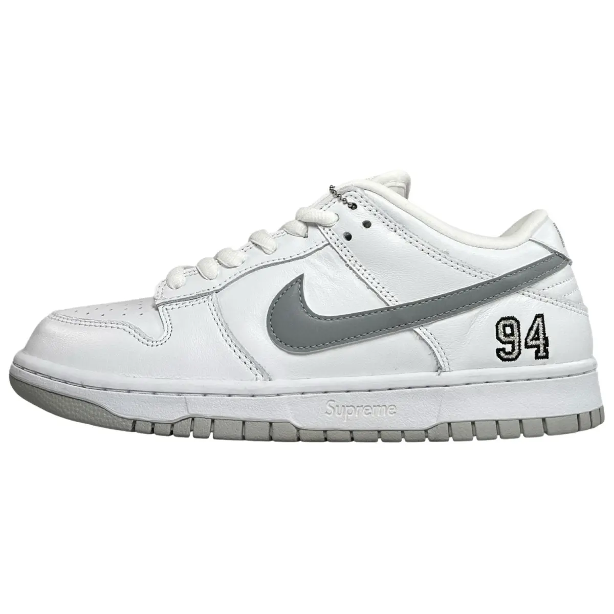 Nike Sb Dunk Low Supreme 94 White Metallic Silver