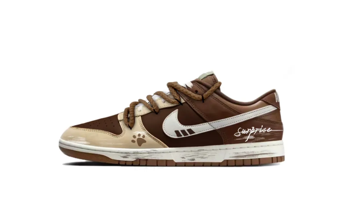 Nike Dunk Abrasion Resistant Low top Skateboard Shoes Unisex Brown