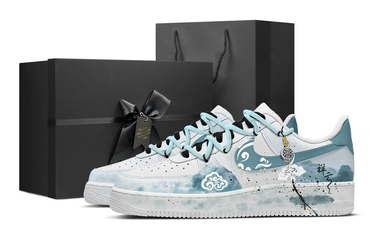 Nike Air Force 107 Ruiyun Tafeng High End Box Abrasion Resistant Low top Skateboard Shoes Unisex Light Cyan