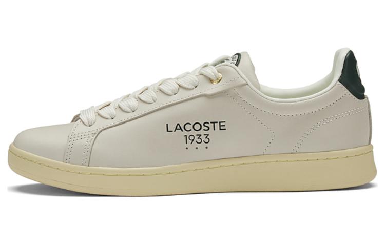 LACOSTE Cow Leather Low top Skateboard Shoes Men's Ecru