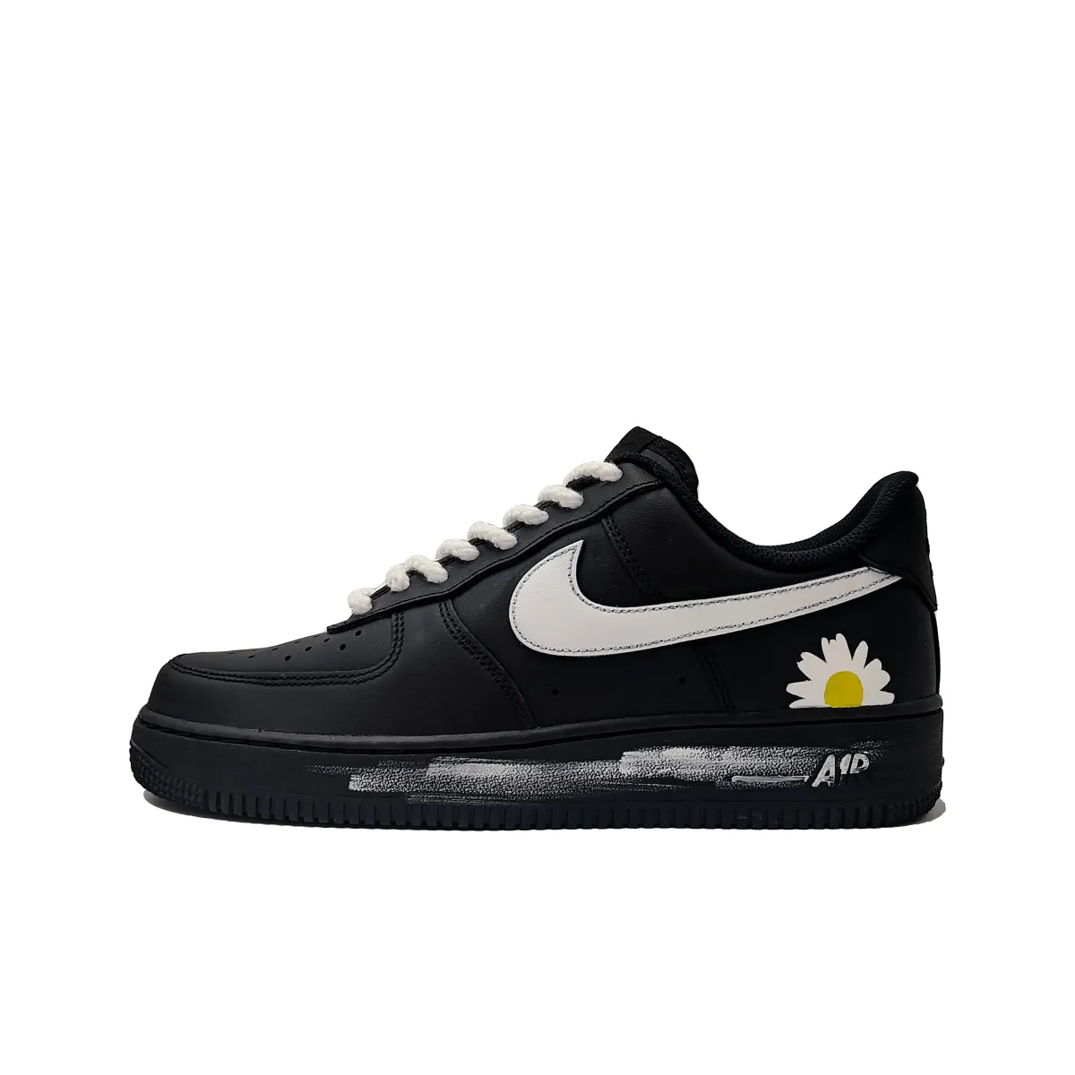 Nike Air Force 1 Sunflower Abrasion Resistant Low top Skateboard Shoes Unisex Black