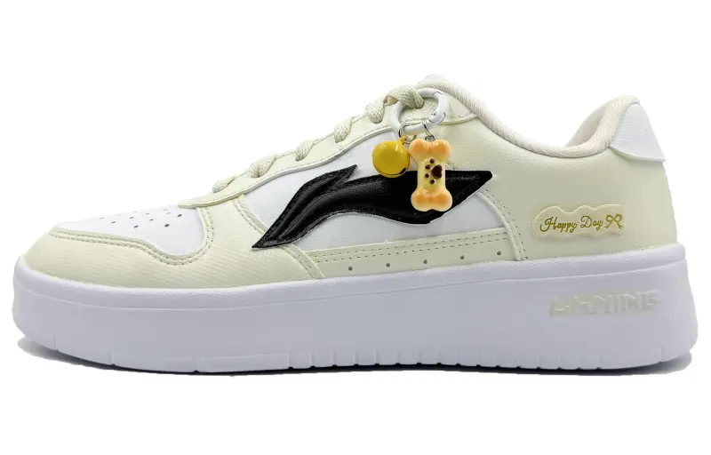 Li Ning Floating Boat Slip Resistant, Abrasion Resistant, Lightweight Low top Skateboard Shoes Women's Yellow White