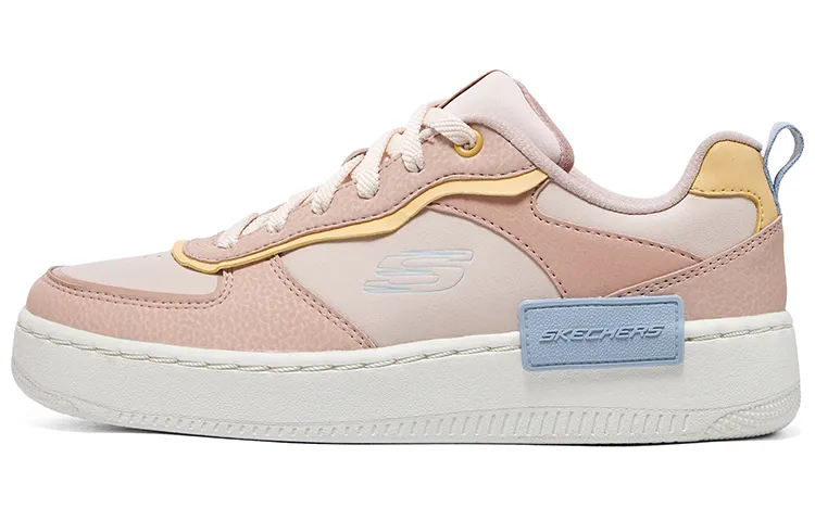 Skechers Sport Court 92 Lace Up Abrasion Resistant Low top Skateboard Shoes Women's Pink Blue
