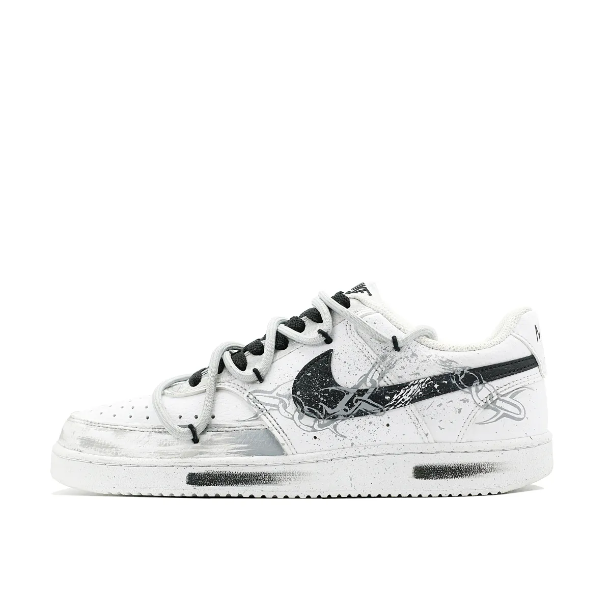 Nike Court Vision 1 Leather Slip Resistant Low top Skateboard Shoes Men's Black Gray White