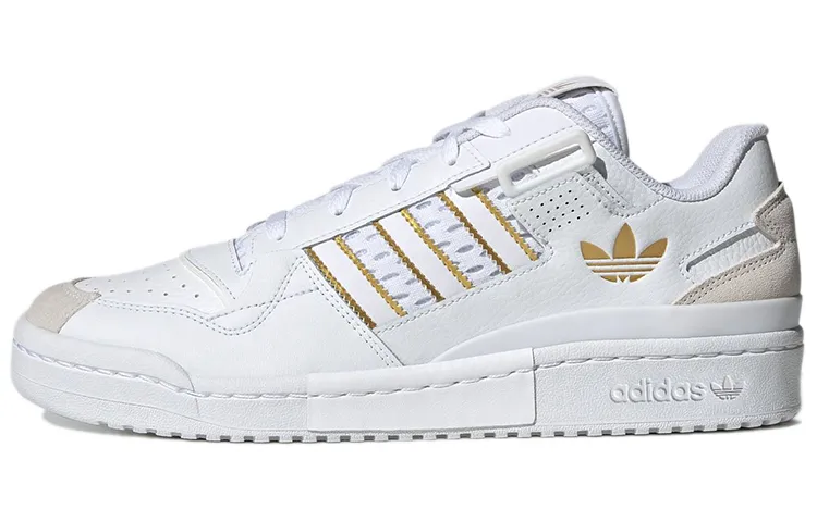 Adidas Originals FORUM Abrasion Resistant Low top Skateboard Shoes Unisex White Gold