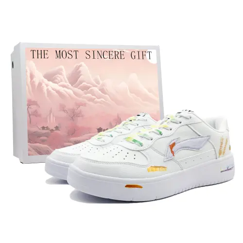 LiNing Pontoon Boats Slip Resistant, Abrasion Resistant, Breathable Low Top Skateboard Shoes Women's Wheat Yellow White