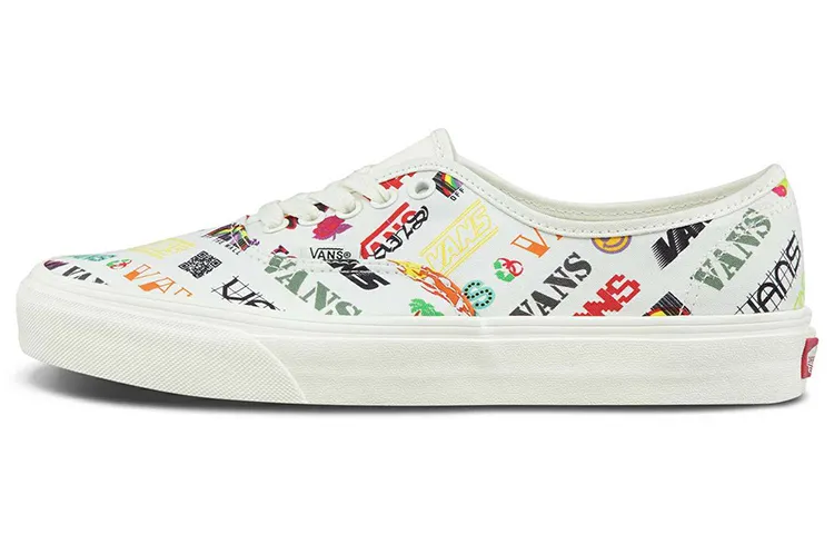 Vans Authentic Breathable Lightweight Low Top Casual Skate Shoes Unisex White Multi Color