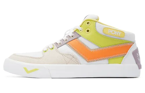 Pony Atop Low top Skateboard Shoes Unisex White Orange