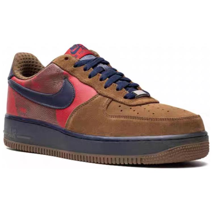 Женские кроссовки Nike Air Force 1 Premium (коричневый) — Коричневый / синий / красный — фото 3