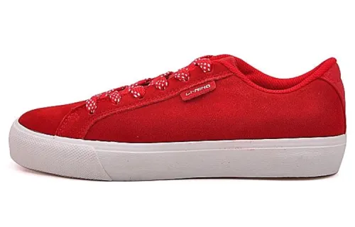 Li Ning Skateboard Shoes Women's Low Top Red/White