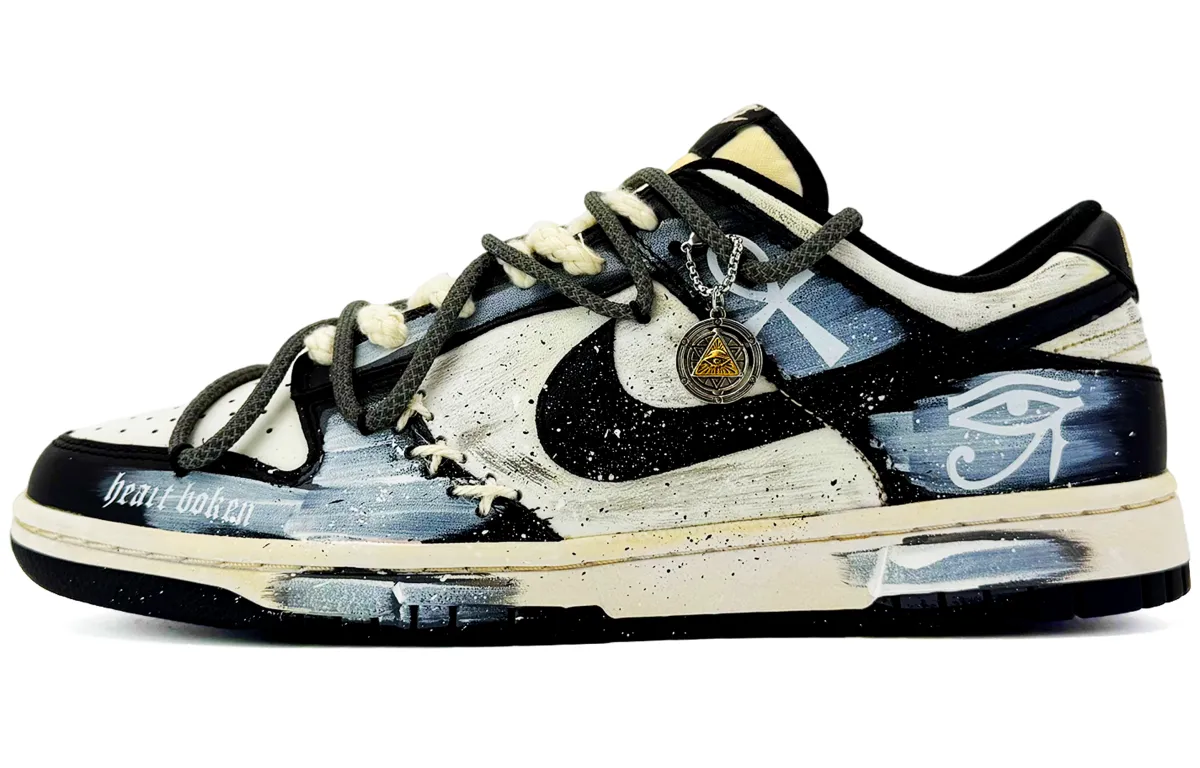 Nike Dunk Suixin, Mysterious Pharaoh Coverage Cushioning Low top Skateboard Shoes Unisex Black White
