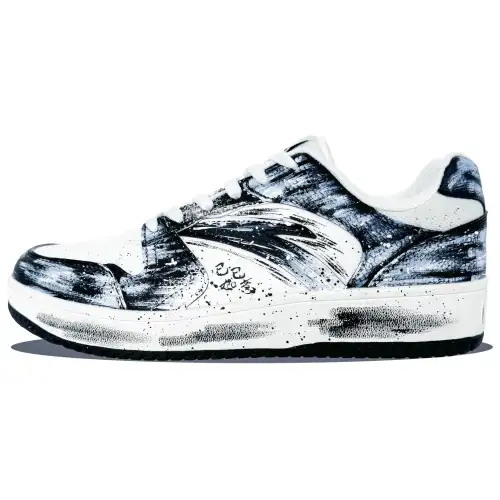 Anta Slip Resistant Cushioning Abrasion Resistant Lightweight Low top Skateboard Shoes Men's Black White