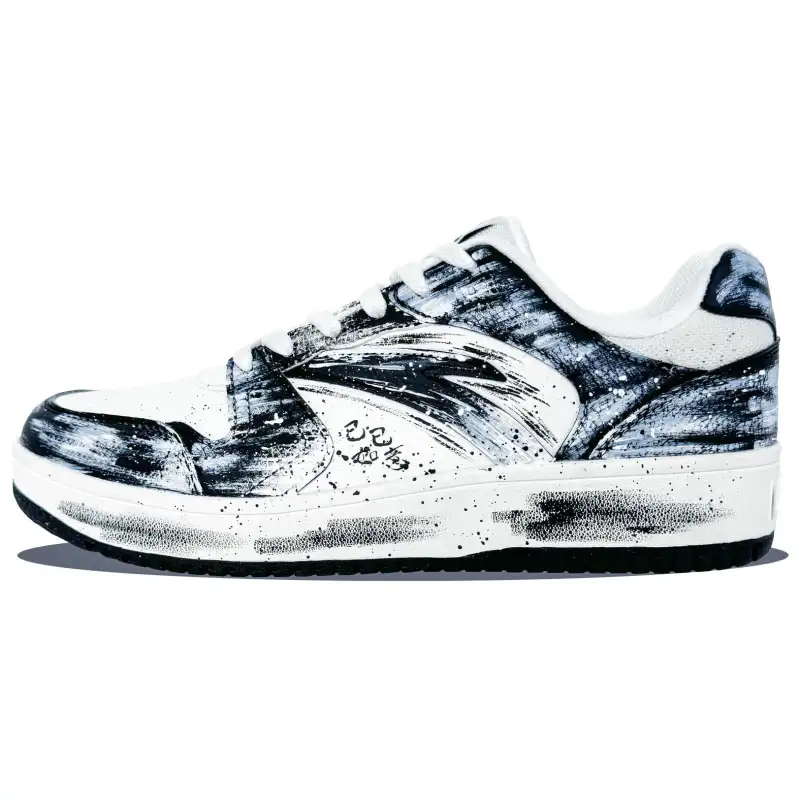 Anta Slip Resistant Cushioning Abrasion Resistant Lightweight Low top Skateboard Shoes Men's Black White
