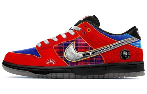 Nike Dunk Slip Resistant Low top Skateboard Shoes Men's Red Blue