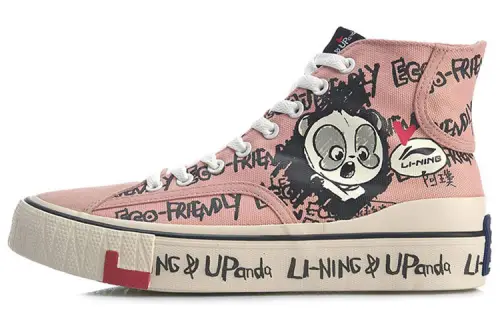 Li Ning Skateboard Shoes Women's High Top Nude Pink