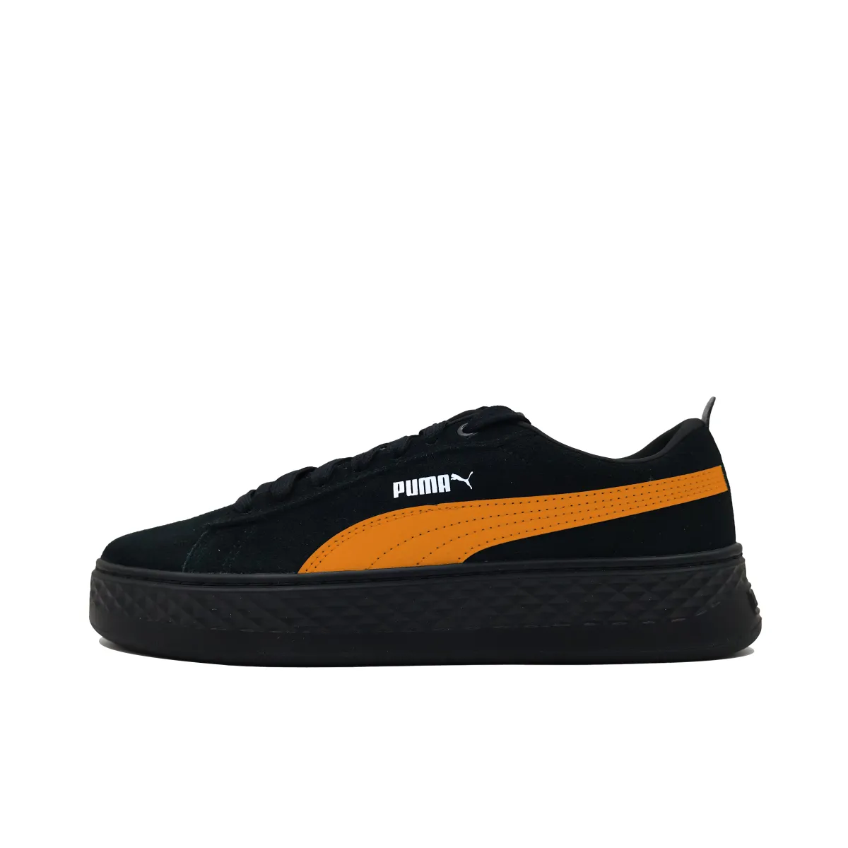 PUMA Smash Platform Slip Resistant Abrasion Resistant Low top Skateboard Shoes Women's Black Orange
