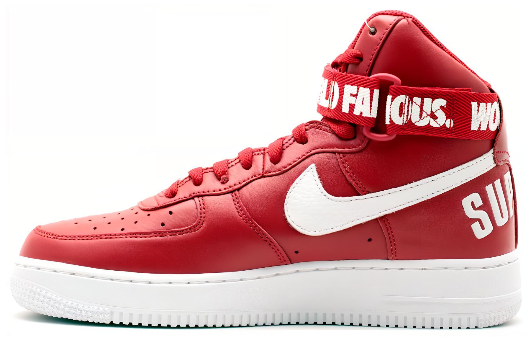Мужские кеды Supreme Supreme x Nike Air Force 1 World Famous Red (красные)