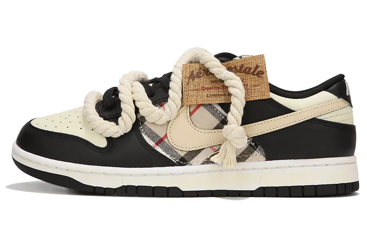 Nike Dunk Low top Skateboard Shoes Men's Beige Yellow Black