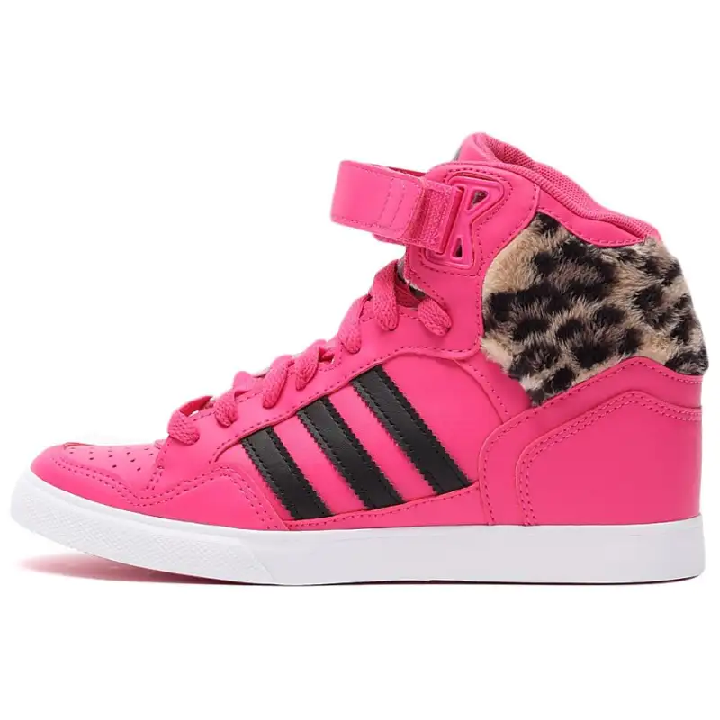Adidas Originals Extaball Up Slip Resistant Abrasion Resistant High top Skateboard Shoes Women's Rose Red Black