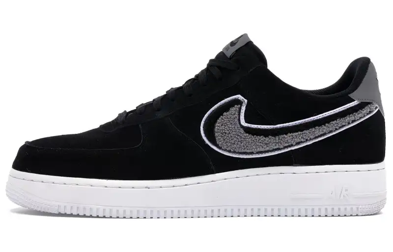Nike Air Force 1 Low 3D Chenille Swoosh Black Cool Grey