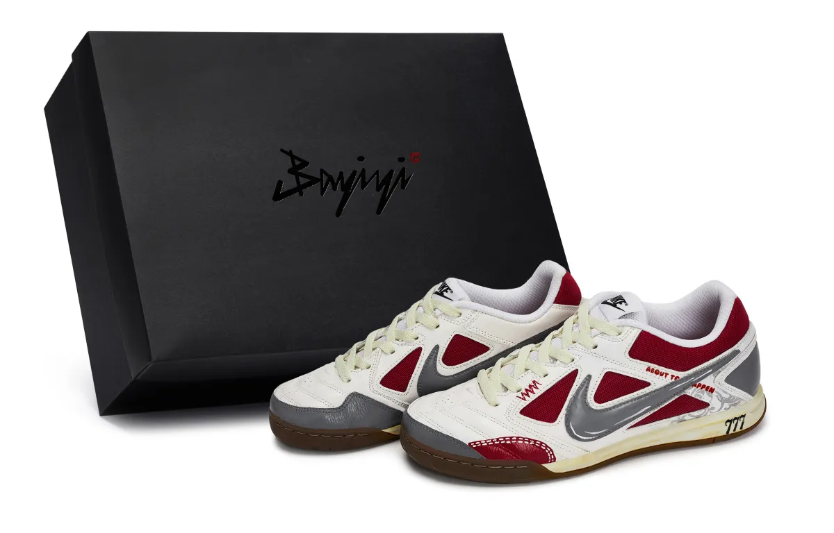 Nike Gato 811 Manufacturing, Lucky 7 Special Shoe Box Abrasion Resistant Low top Skateboard Shoes Unisex Beige Red Gray